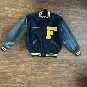 Neff Friendship Collegiate Varsity Jacket Wool Leather Large Personalized.